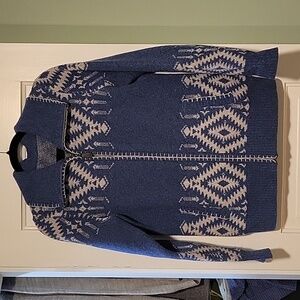 Pendleton Western Tribal Alpine Wool Zip up Whipstitch Cardigan - M Yellowstone